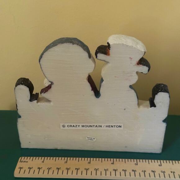 Vintage Crazy Mountain Henton Love Will Keep us Warm statue w seated snowmen - Picture 5 of 6
